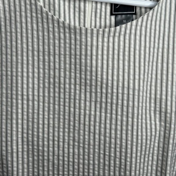 Dress Wing Ruffle Sleeve Pinstripe Crew Neck Zip Stretch Easter Spring Sz 16 - Picture 11 of 14